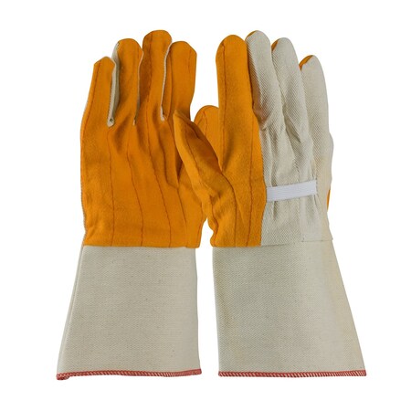 Pip Chore Glove w/Double Layer Palm, Canvas Back and Nap-Out Finish - Rubberized Gauntlet Cuff, 12PK 93-578G